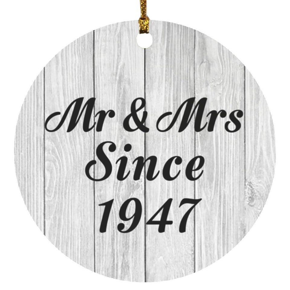 77th Anniversary Mr & Mrs Since 1947 - Circle Ornament F