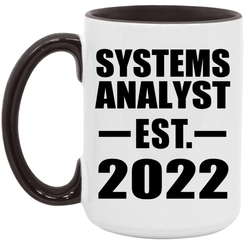 Systems Analyst Established EST. 2022 - 15oz Accent Mug Black
