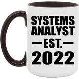 Systems Analyst Established EST. 2022 - 15oz Accent Mug Black