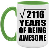 46th Birthday Square Root of 2116 Years of Being Awesome - 15oz Accent Mug Green