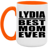 Lydia Best Mom Ever - 15oz Accent Mug Orange