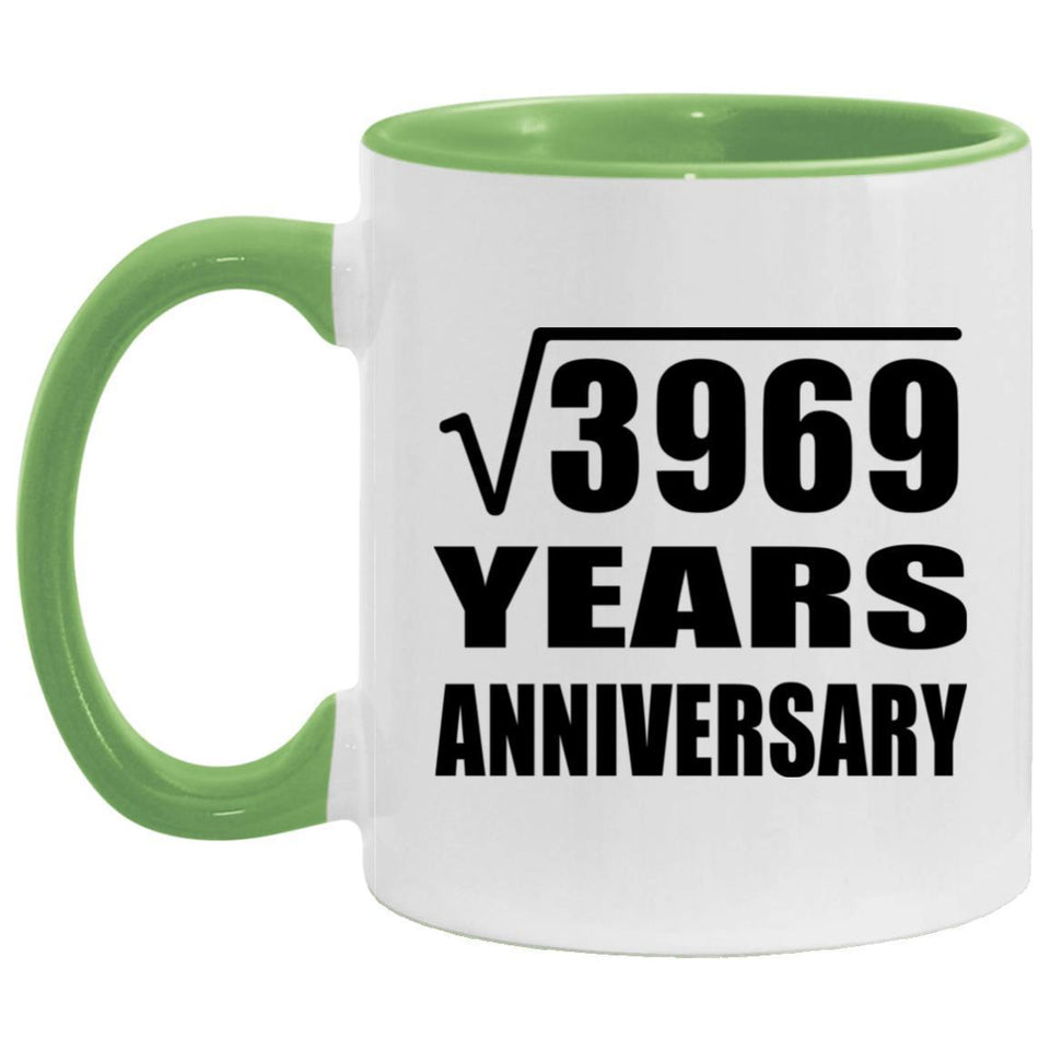 63rd Anniversary Square Root of 3969 Years Anniversary - 11oz Accent Mug Green