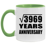 63rd Anniversary Square Root of 3969 Years Anniversary - 11oz Accent Mug Green