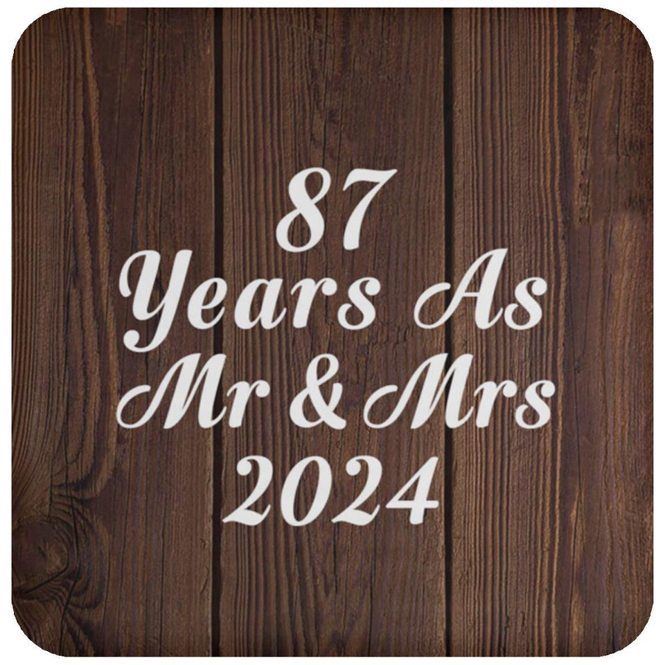 87th Anniversary 87 Years As Mr & Mrs 2024 - Drink Coaster D