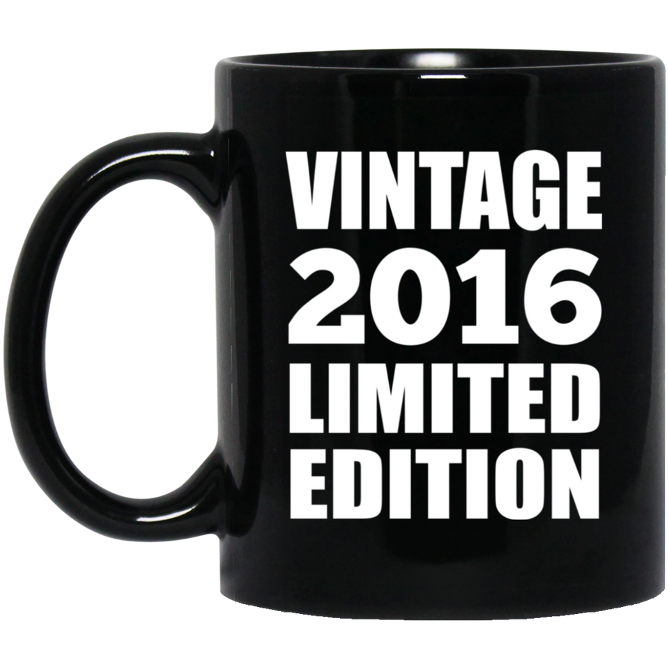 8th Birthday Vintage 2016 Limited Edition - 11oz Coffee Mug Black