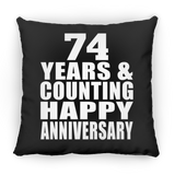 Happy 74th Anniversary 74 Years & Counting - Throw Pillow Black