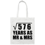 24th Anniversary Square Root of 576 Years As Mr & Mrs - Tote Bag White