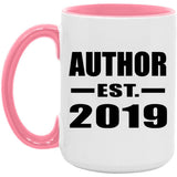 Author Established EST. 2019 - 15oz Accent Mug Pink
