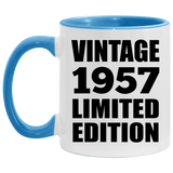 67th Birthday Vintage 1957 Limited Edition - 11oz Accent Mug Blue