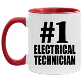 Number One #1 Electrical Technician - 11oz Accent Mug Red