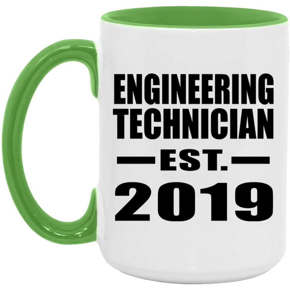 Engineering Technician Established EST. 2019 - 15oz Accent Mug Green