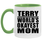 Terry World's Okayest Mom - 11oz Accent Mug Green