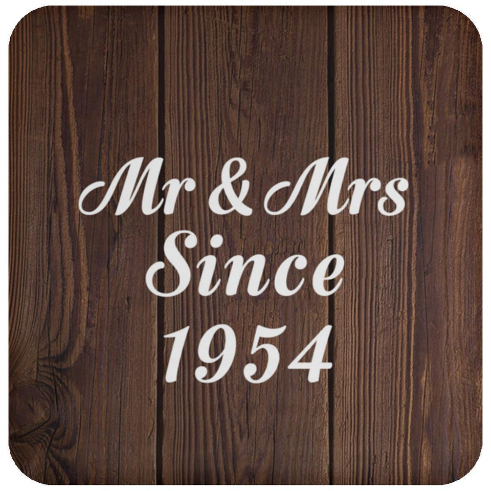 70th Anniversary Mr & Mrs Since 1954 - Drink Coaster D