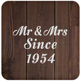 70th Anniversary Mr & Mrs Since 1954 - Drink Coaster D
