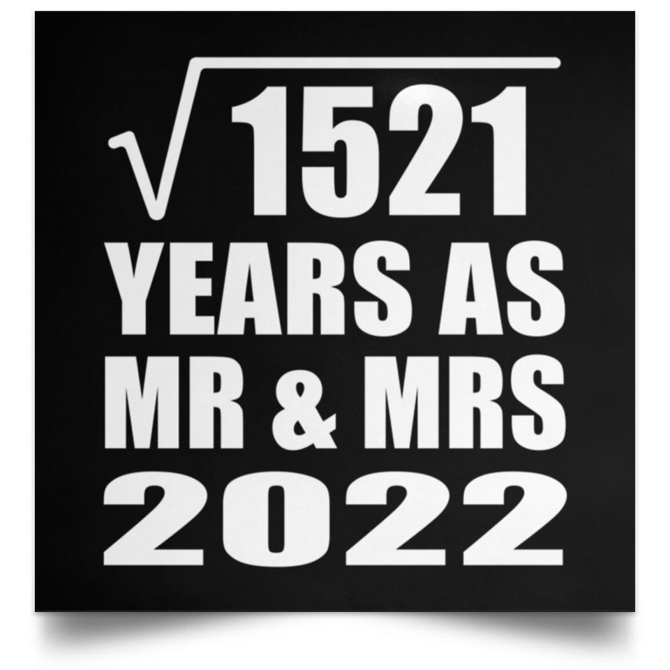 39th Anniversary Square Root of 1521 Years As Mr & Mrs 2022 - Poster Square