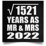 39th Anniversary Square Root of 1521 Years As Mr & Mrs 2022 - Poster Square