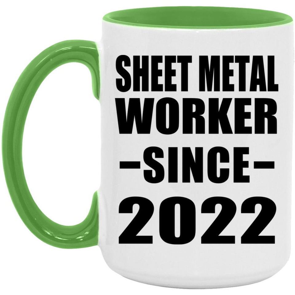 Sheet Metal Worker Since 2022 - 15oz Accent Mug Green