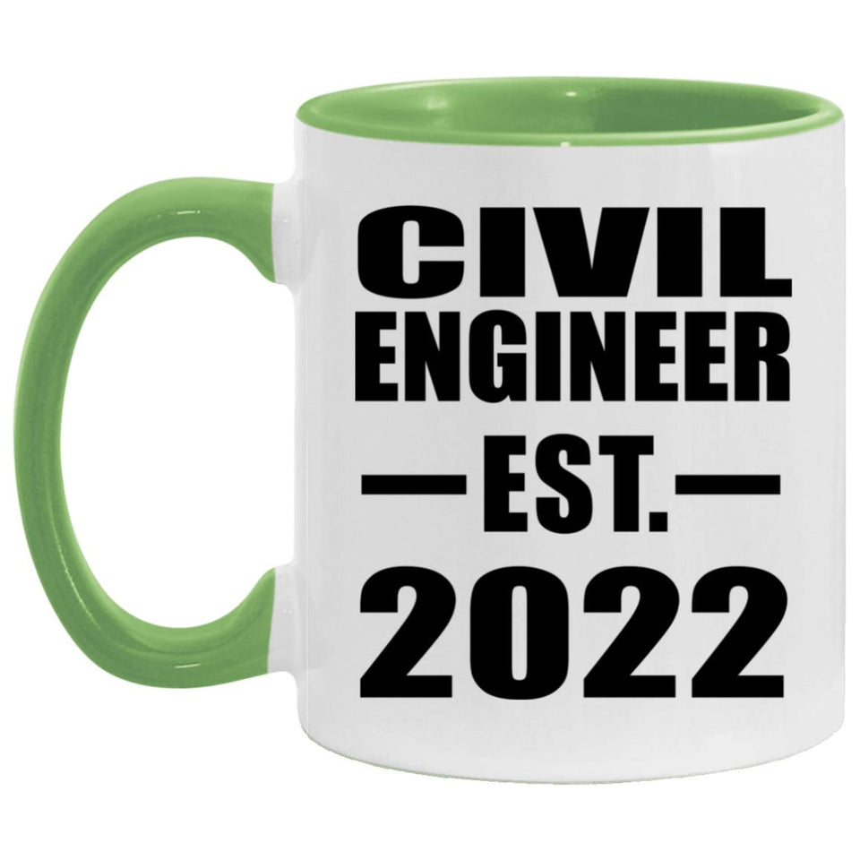 Civil Engineer Established EST. 2022 - 11oz Accent Mug Green