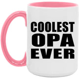 Coolest Opa Ever - 15oz Accent Mug Pink