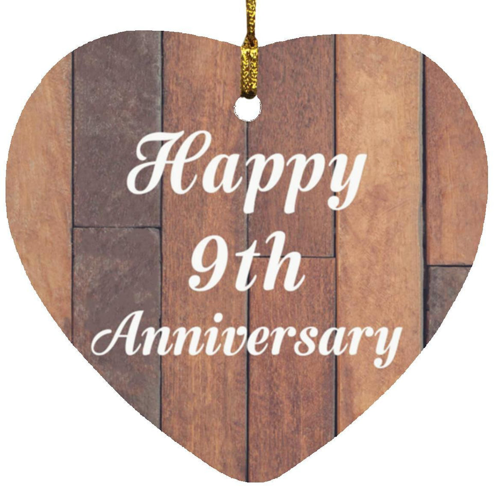 Happy 9th Anniversary - Heart Ornament E