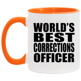 World's Best Corrections Officer - 11oz Accent Mug Orange