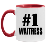 Number One #1 Waitress - 11oz Accent Mug Red