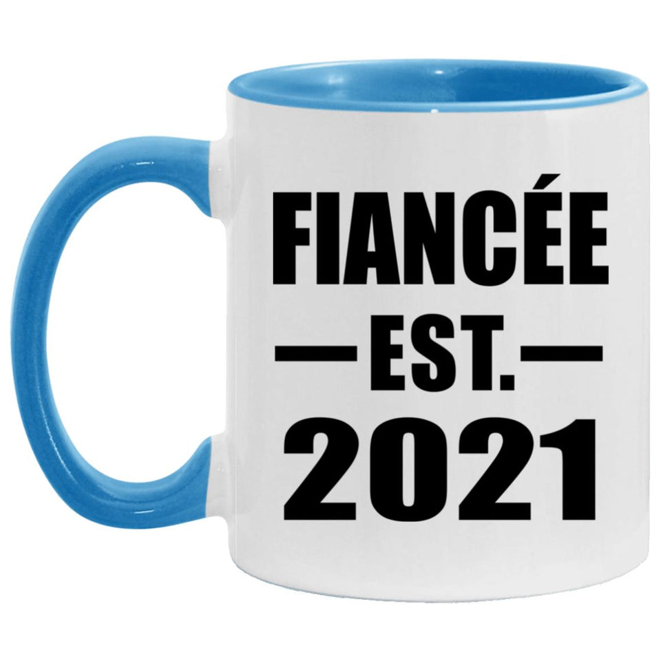 Fiancee Established EST. 2021 - 11oz Accent Mug Blue