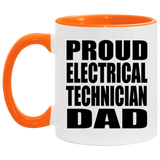 Proud Electrical Technician Dad - 11oz Accent Mug Orange