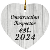 Construction Inspector Established Est. 2024 - Heart Ornament F