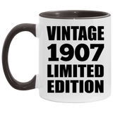 117th Birthday Vintage 1907 Limited Edition - 11oz Accent Mug Black
