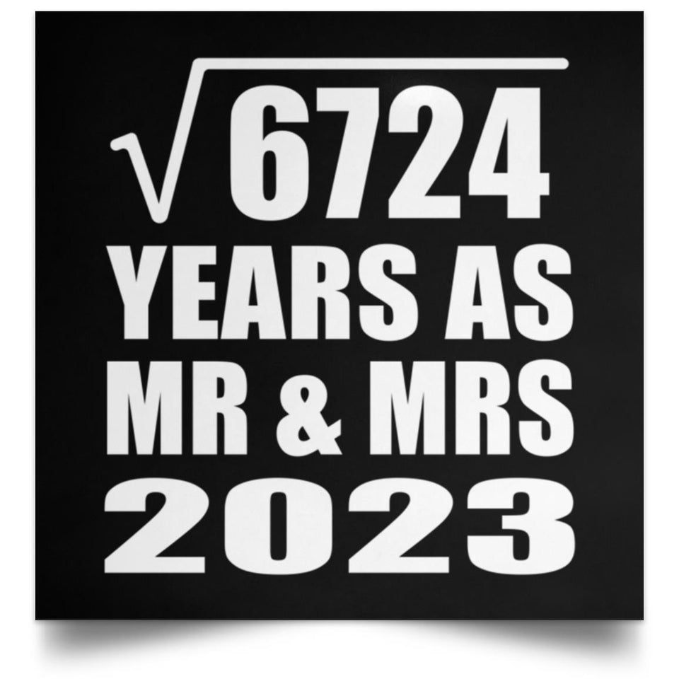 82nd Anniversary Square Root of 6724 Years As Mr & Mrs 2023 - Poster Square