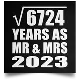 82nd Anniversary Square Root of 6724 Years As Mr & Mrs 2023 - Poster Square