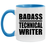 Badass Technical Writer - 11oz Accent Mug Blue