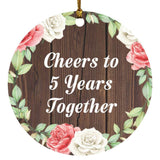 5th Anniversary Cheers To 5 Years Together - Circle Ornament A