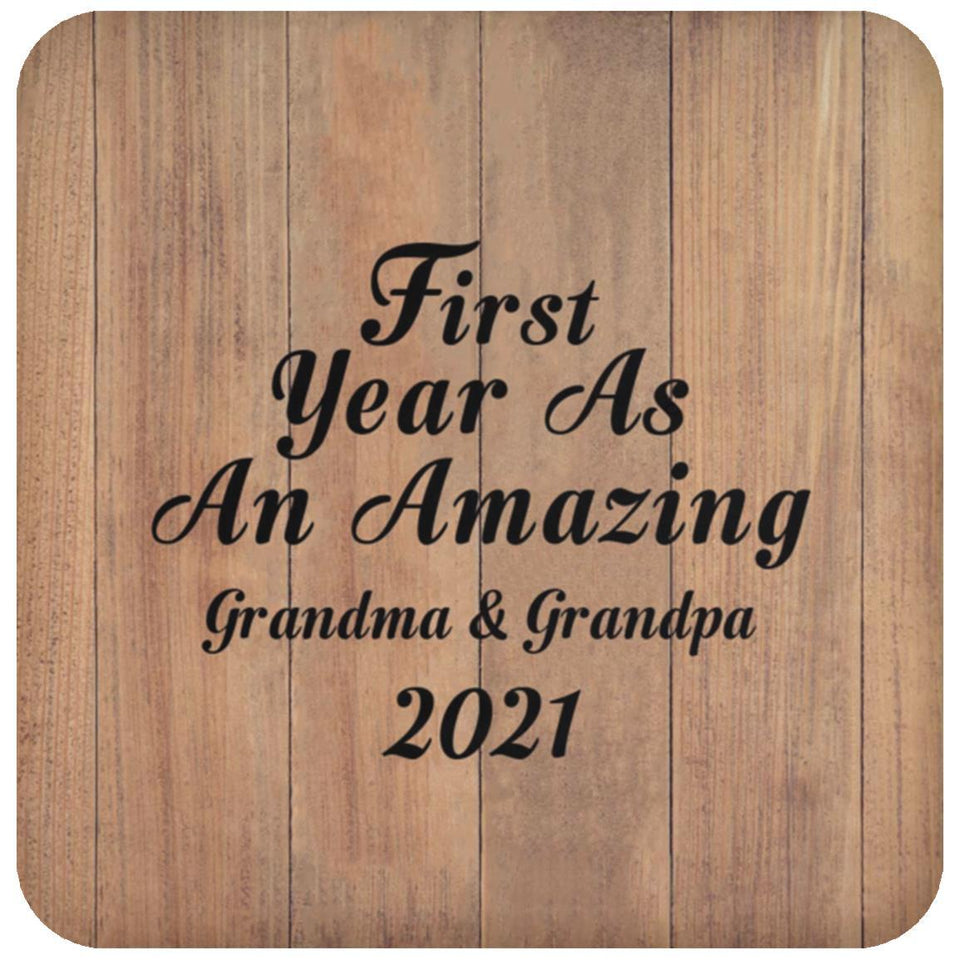 First Year As An Amazing Grandma & Grandpa 2021 - Drink Coaster C