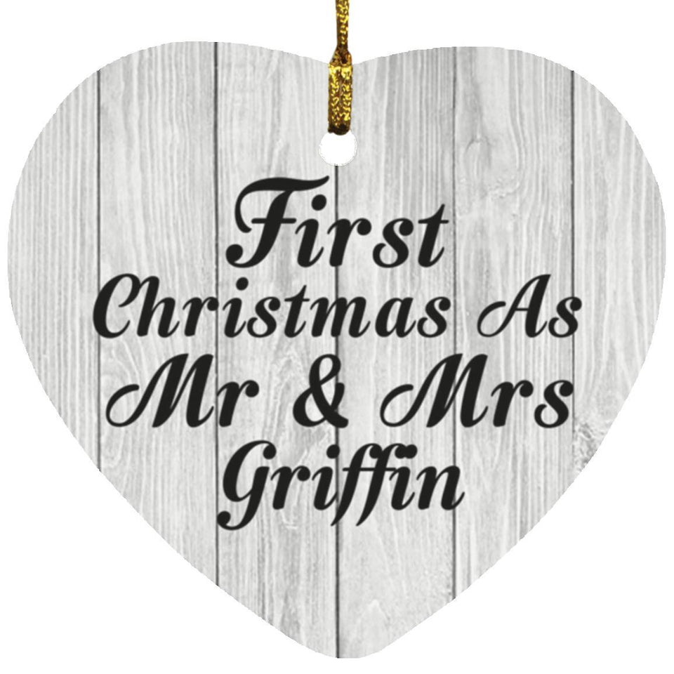 First Christmas As Mr & Mrs Griffin - Heart Ornament F