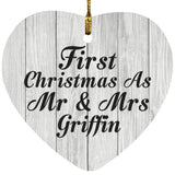 First Christmas As Mr & Mrs Griffin - Heart Ornament F