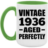 88th Birthday Vintage 1936 Aged Perfectly - 15oz Accent Mug Green