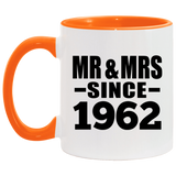62nd Anniversary Mr & Mrs Since 1962 - 11oz Accent Mug Orange