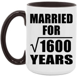 40th Anniversary Married For Square Root of 1600 Years - 15oz Accent Mug Black