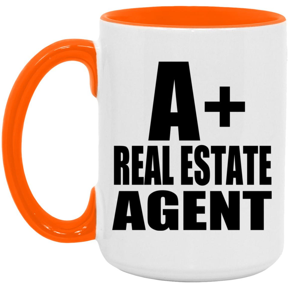 A+ Real Estate Agent - 15oz Accent Mug Orange