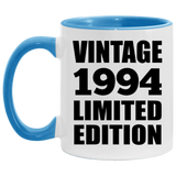 30th Birthday Vintage 1994 Limited Edition - 11oz Accent Mug Blue
