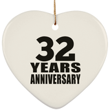 32nd Anniversary 32 Years - Heart Ornament