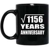 34th Anniversary Square Root of 1156 Years Anniversary - 11oz Coffee Mug Black