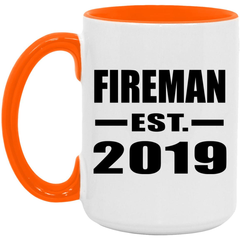 Fireman Established EST. 2019 - 15oz Accent Mug Orange