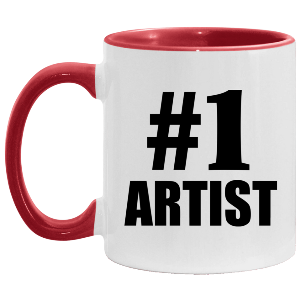 Number One #1 Artist - 11oz Accent Mug Red
