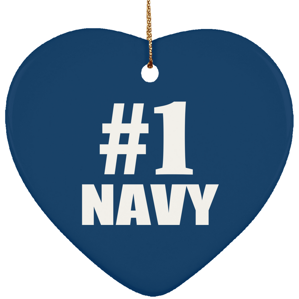 Number One #1 Navy - Heart Ornament