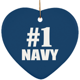 Number One #1 Navy - Heart Ornament