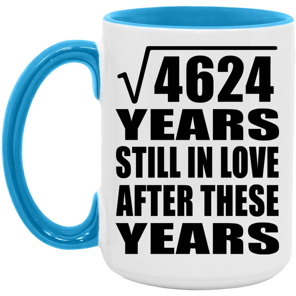68th Anniversary Square Root of 4624 Years Still In Love - 15oz Accent Mug Blue