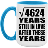 68th Anniversary Square Root of 4624 Years Still In Love - 15oz Accent Mug Blue